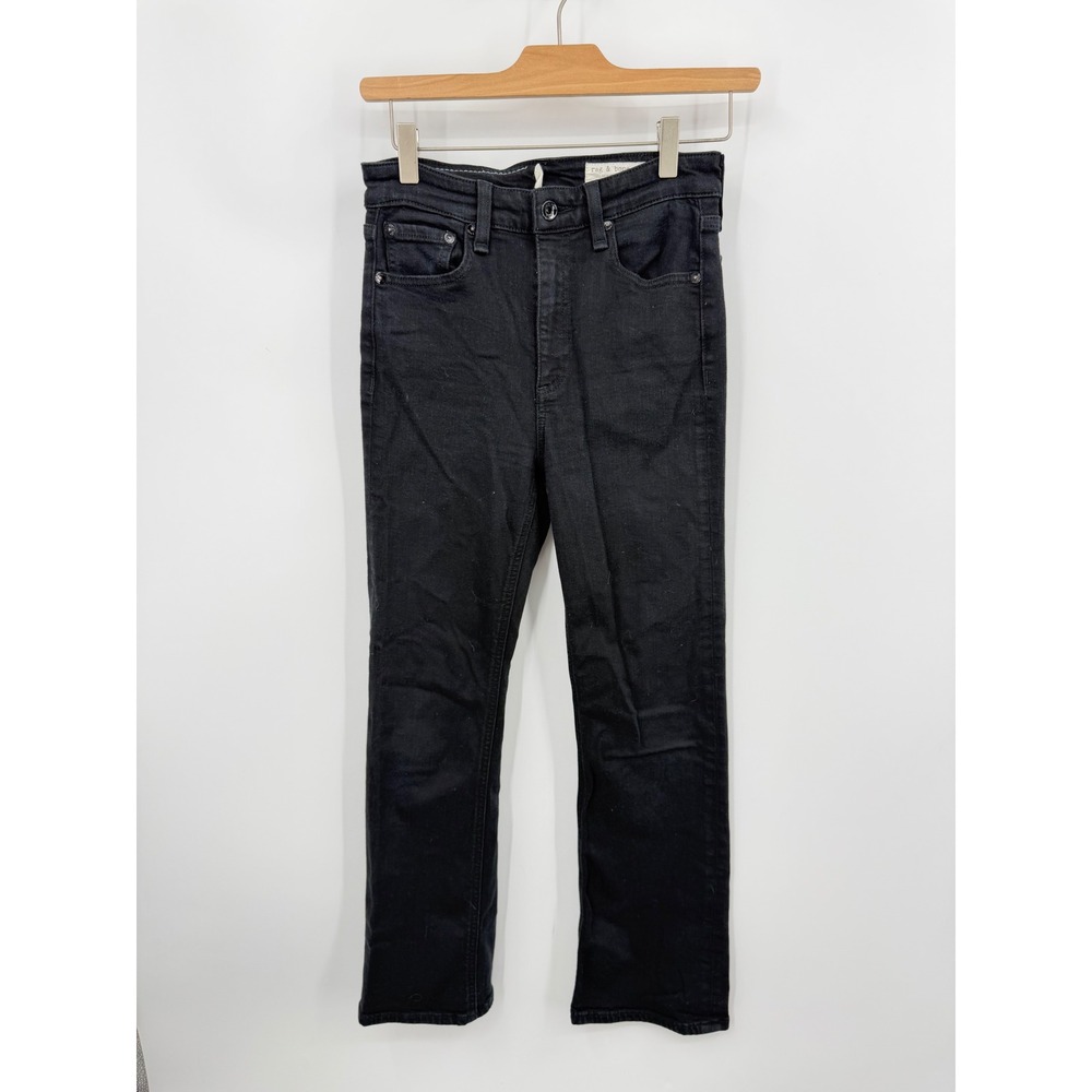 Rag & Bone Nina High Rise Ankle Flare Jeans Women 26 Black WDD21S2649N5BL